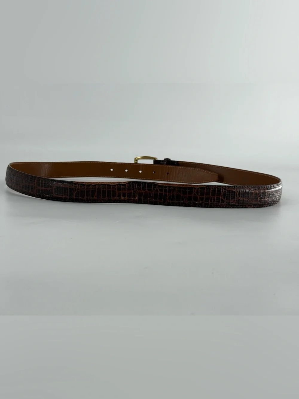 Vintage Croc Embossed‎ Italian Leather Belt 42
